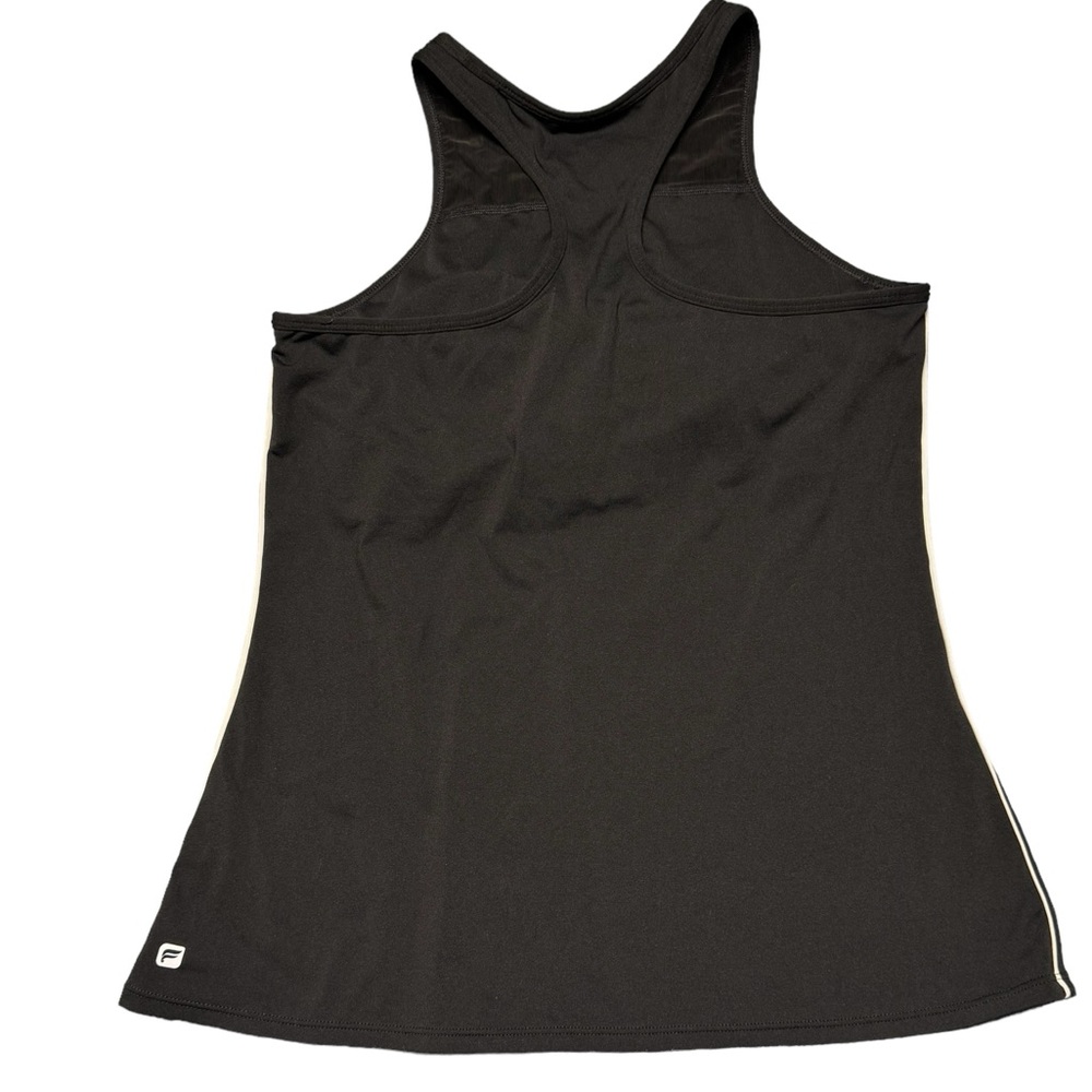 Fabletics Racerback Tank Top Black White Side Stripe Sz M Built in Bra Athletic - Picture 2 of 10